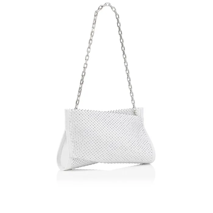 Women Loubitwist Small Clutch 8211 Nappa Leather Mesh And Strass 8211 White Christian Louboutin Mini Bags