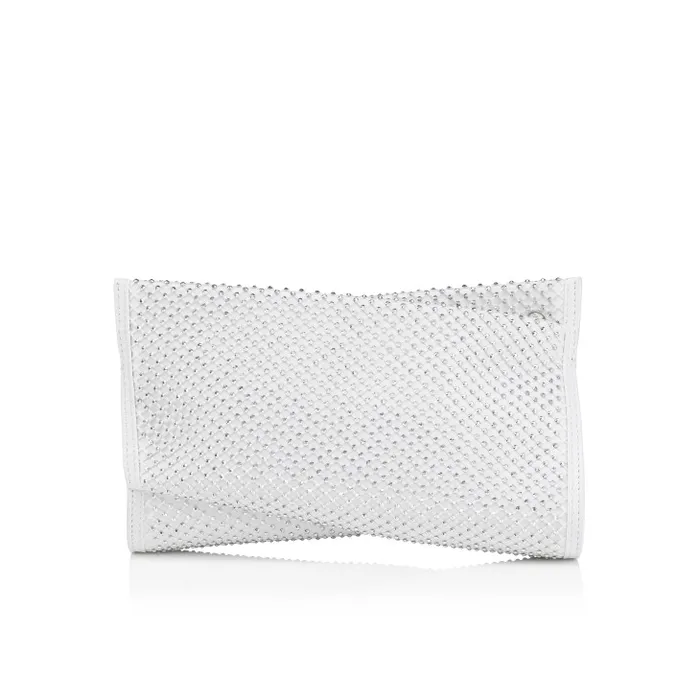 Women Loubitwist Small Clutch 8211 Nappa Leather Mesh And Strass 8211 White Christian Louboutin Mini Bags