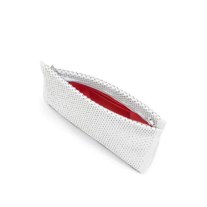 Women Loubitwist Small Clutch 8211 Nappa Leather Mesh And Strass 8211 White Christian Louboutin Mini Bags