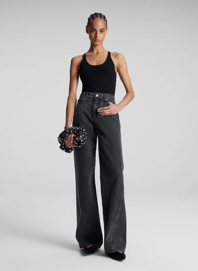 Women Lucy Ribbed Bodysuit Black ALC Tops