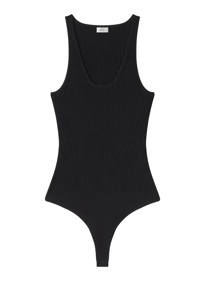 Women Lucy Ribbed Bodysuit Black ALC Tops