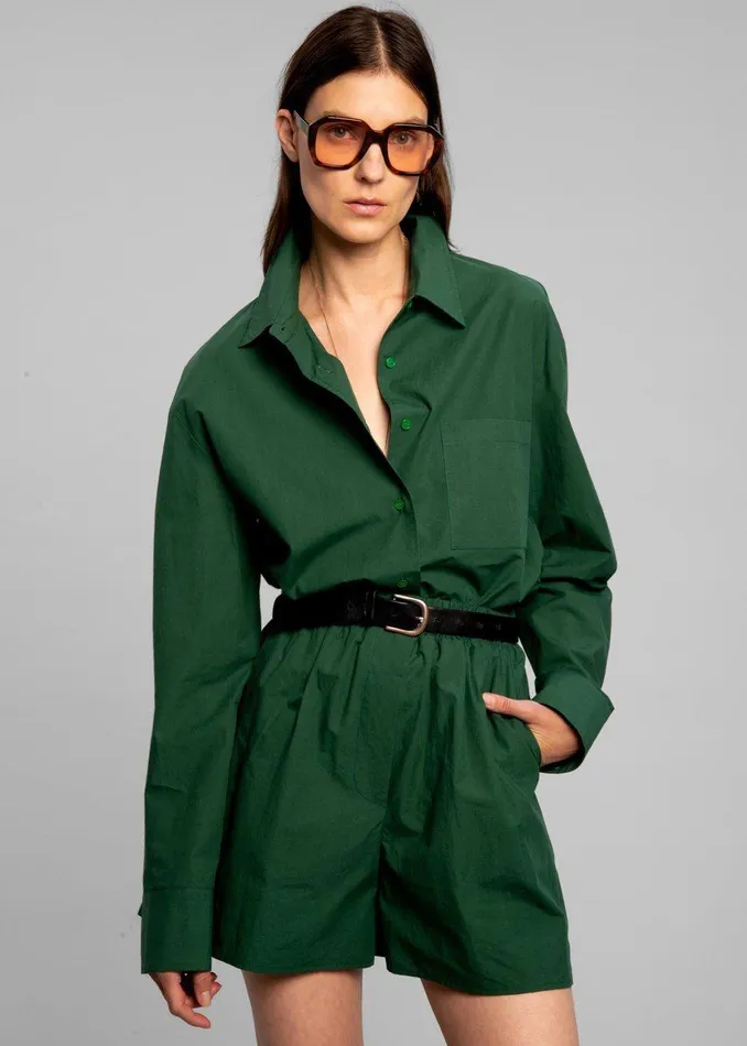 Women Lui Organic Cotton Boxer Short 8211 Hunter Green The Frankie Shop Bottoms