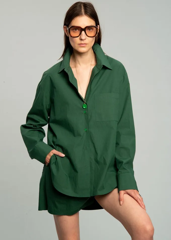 Women Lui Organic Cotton Boxer Short 8211 Hunter Green The Frankie Shop Bottoms