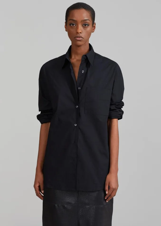 Women Lui Organic Cotton Shirt 8211 Black The Frankie Shop Tops