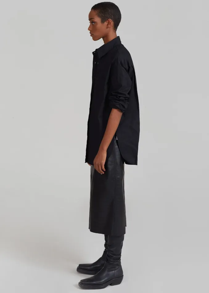 Women Lui Organic Cotton Shirt 8211 Black The Frankie Shop Tops