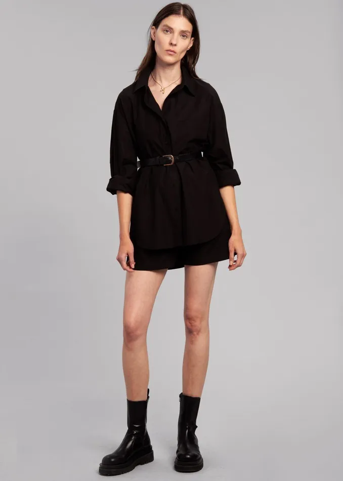 Women Lui Organic Cotton Shirt 8211 Black The Frankie Shop Tops
