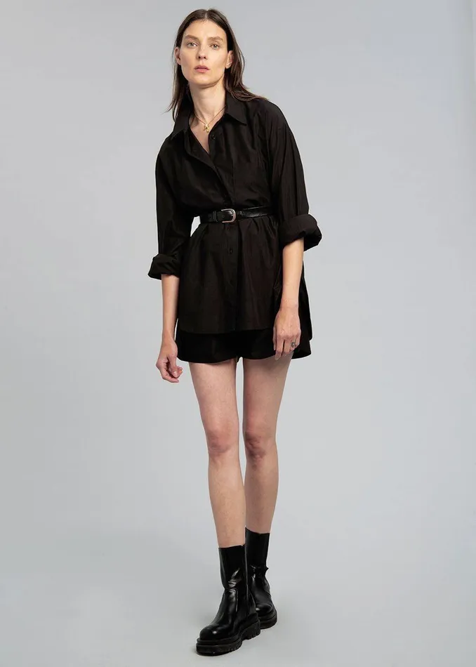 Women Lui Organic Cotton Shirt 8211 Black The Frankie Shop Tops