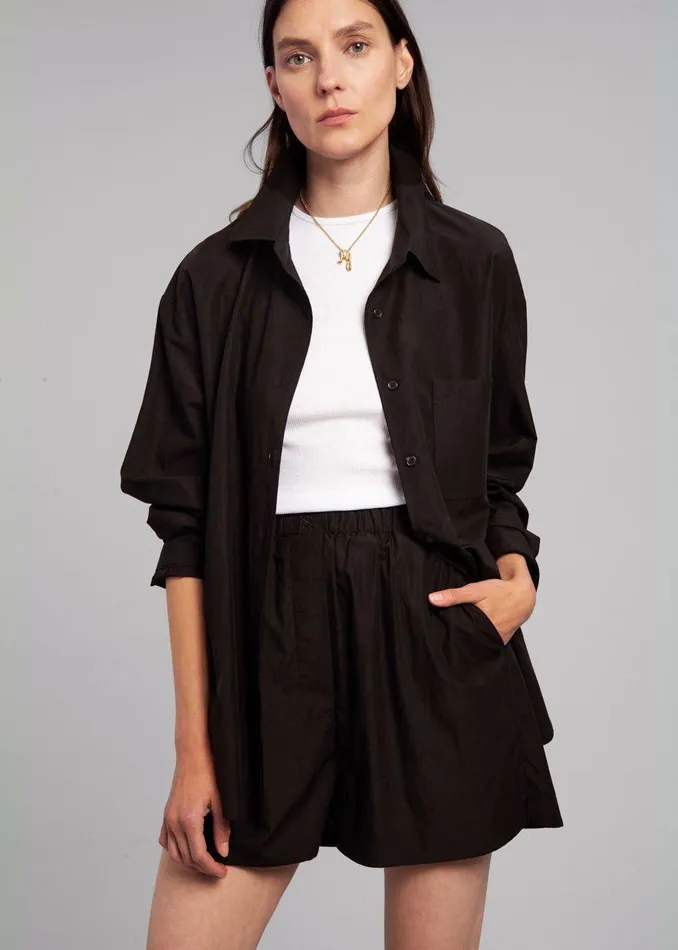 Women Lui Organic Cotton Shirt 8211 Black The Frankie Shop Tops