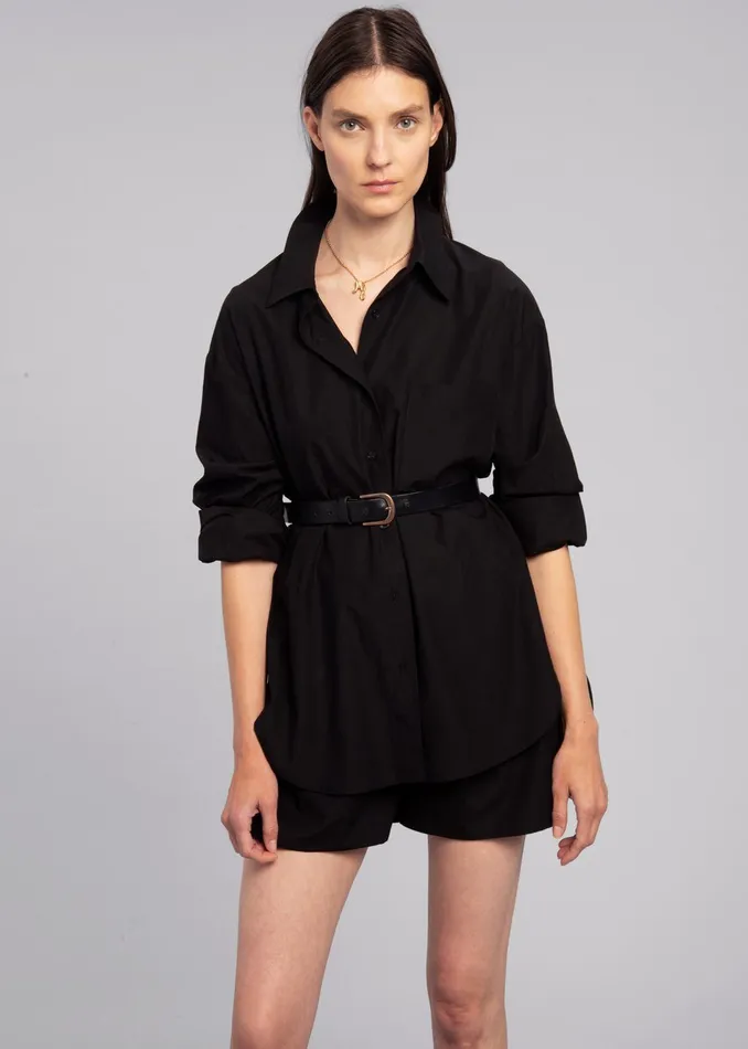 Women Lui Organic Cotton Shirt 8211 Black The Frankie Shop Tops