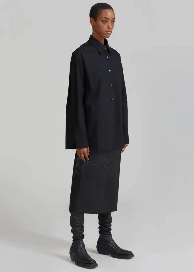 Women Lui Organic Cotton Shirt 8211 Black The Frankie Shop Tops