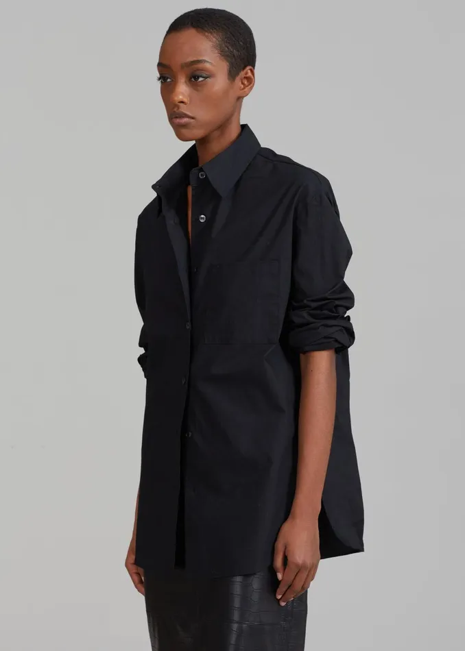 Women Lui Organic Cotton Shirt 8211 Black The Frankie Shop Tops