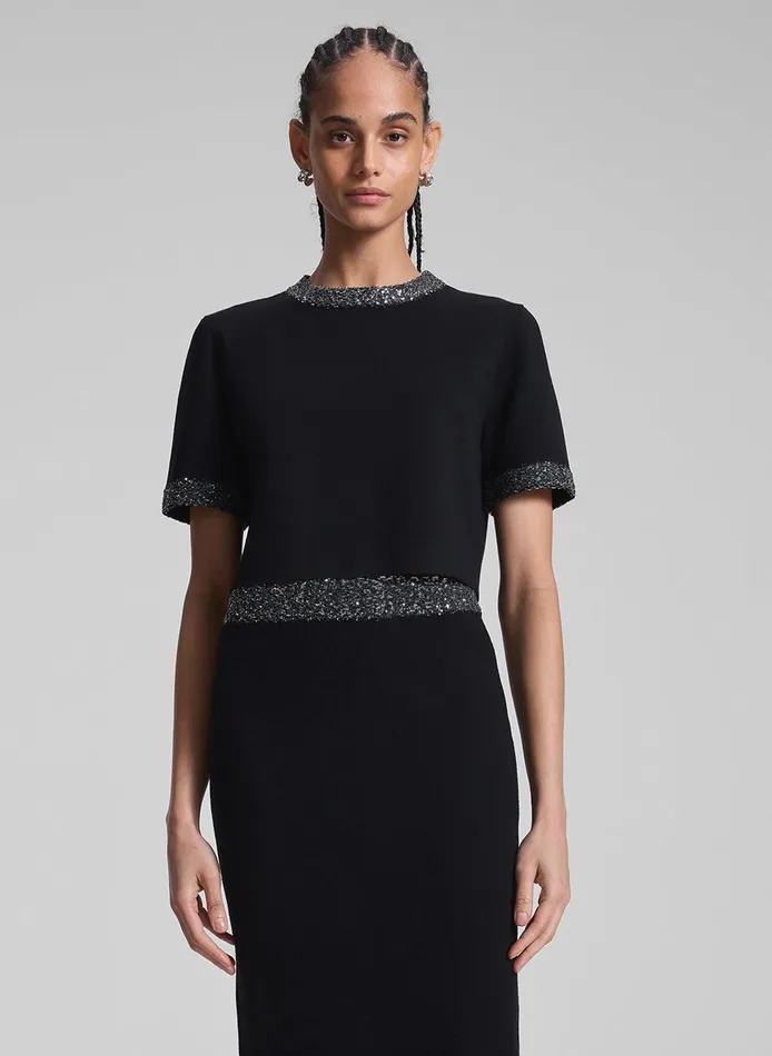 Women Maeve Sequin Embellished Top Blacksilver ALC Tops