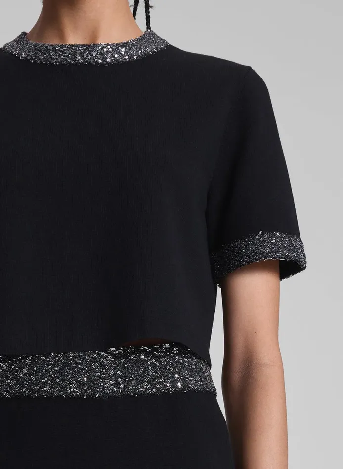 Women Maeve Sequin Embellished Top Blacksilver ALC Tops