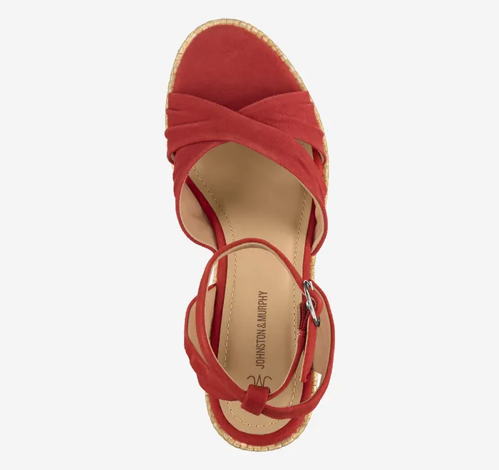 Women Marcia CrossBand Sandal Red Kid Suede Women8217s Shoes Johnston and Murphy