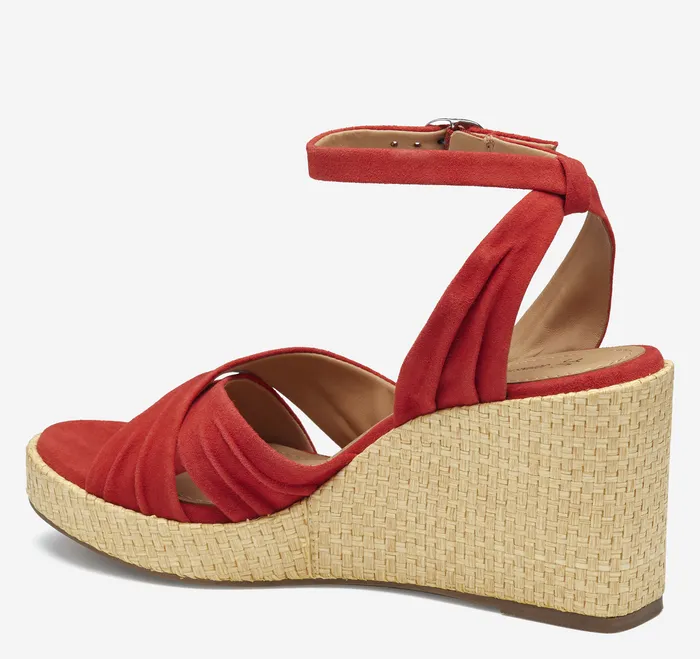 Women Marcia CrossBand Sandal Red Kid Suede Women8217s Shoes Johnston and Murphy