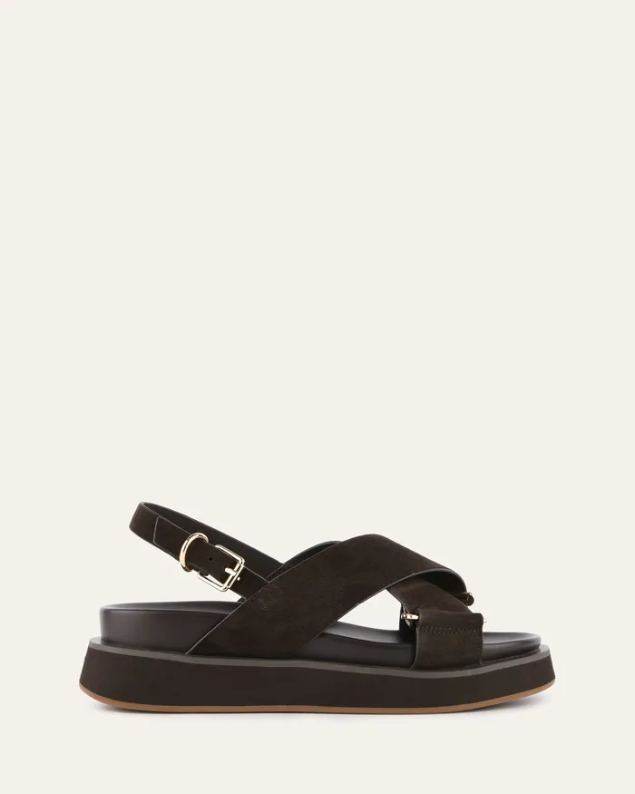 Women Marley flat sandals espresso suede FLAT SANDALS jomercer
