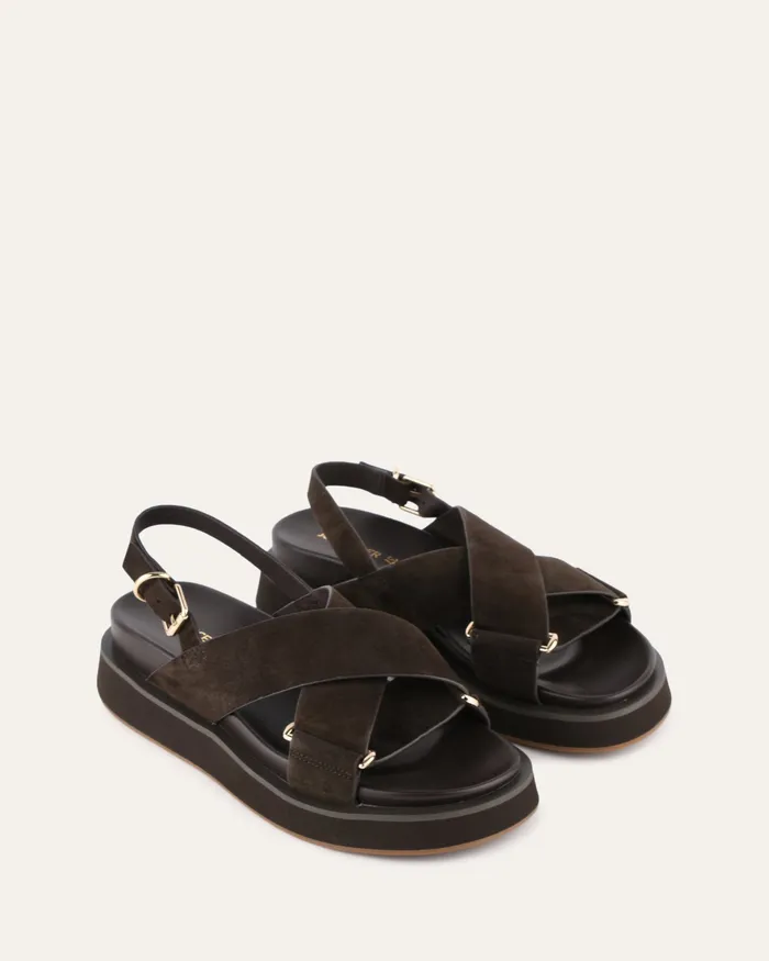 Women Marley flat sandals espresso suede FLAT SANDALS jomercer Women Marley flat sandals espresso suede FLAT SANDALS jomercer