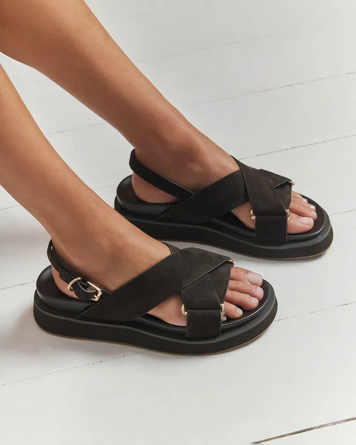 Women Marley flat sandals espresso suede FLAT SANDALS jomercer Women Marley flat sandals espresso suede FLAT SANDALS jomercer