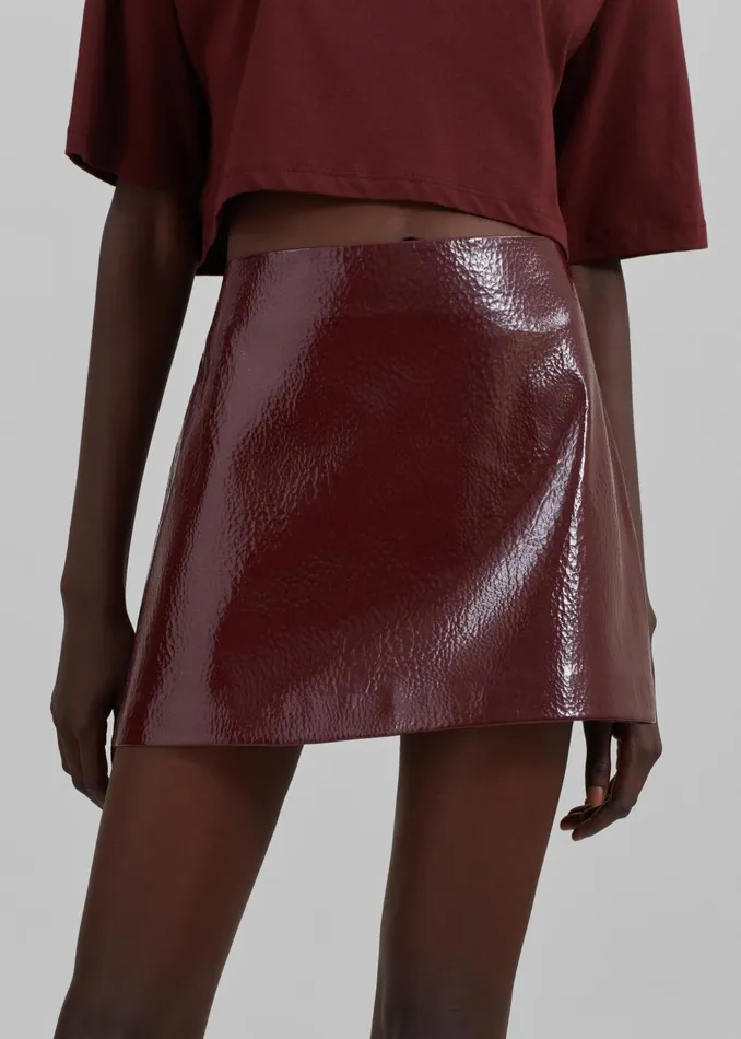 Women Mary Crackled Faux Leather Mini Skirt 8211 Burgundy The Frankie Shop Bottoms