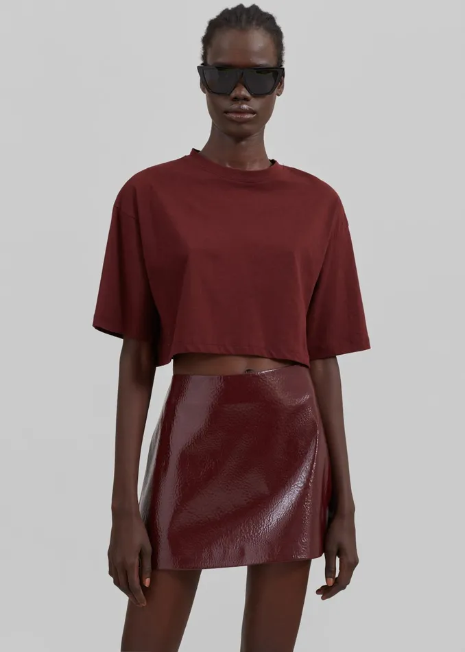 Women Mary Crackled Faux Leather Mini Skirt 8211 Burgundy The Frankie Shop Bottoms