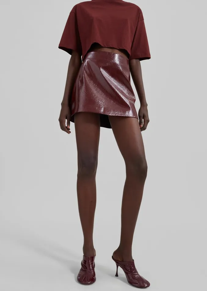 Women Mary Crackled Faux Leather Mini Skirt 8211 Burgundy The Frankie Shop Bottoms