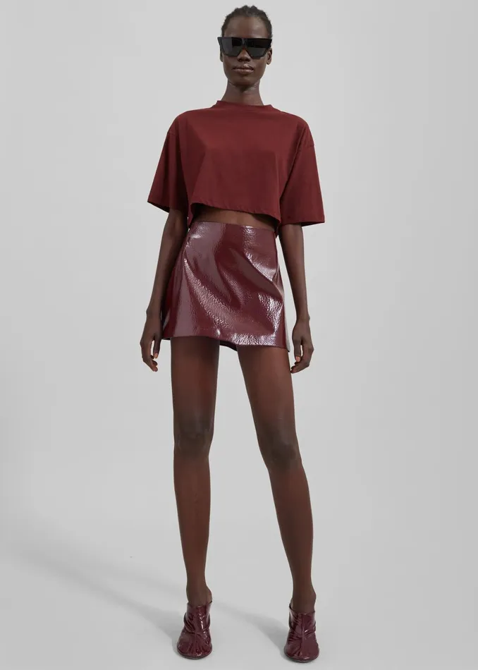 Women Mary Crackled Faux Leather Mini Skirt 8211 Burgundy The Frankie Shop Bottoms