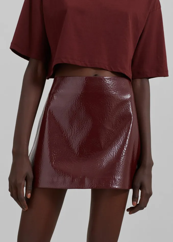 Women Mary Crackled Faux Leather Mini Skirt 8211 Burgundy The Frankie Shop Bottoms