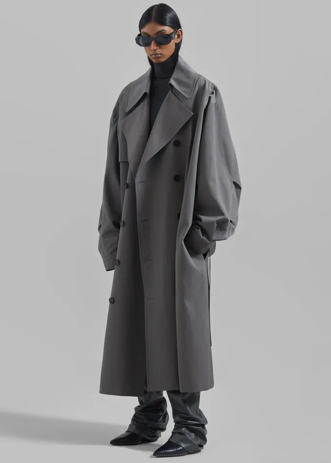 Women Mavis Oversized Trench 8211 Grey The Frankie Shop Outerwear