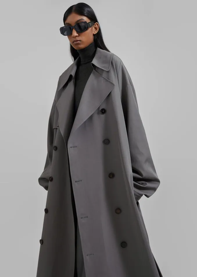 Women Mavis Oversized Trench 8211 Grey The Frankie Shop Outerwear
