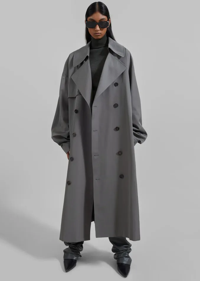 Women Mavis Oversized Trench 8211 Grey The Frankie Shop Outerwear