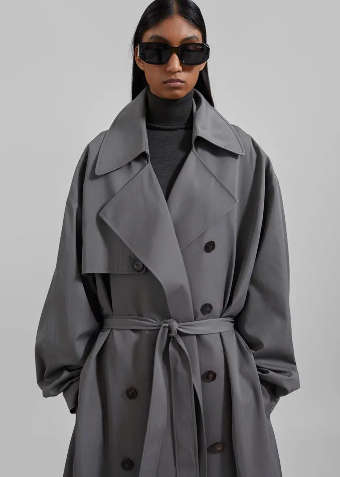 Women Mavis Oversized Trench 8211 Grey The Frankie Shop Outerwear