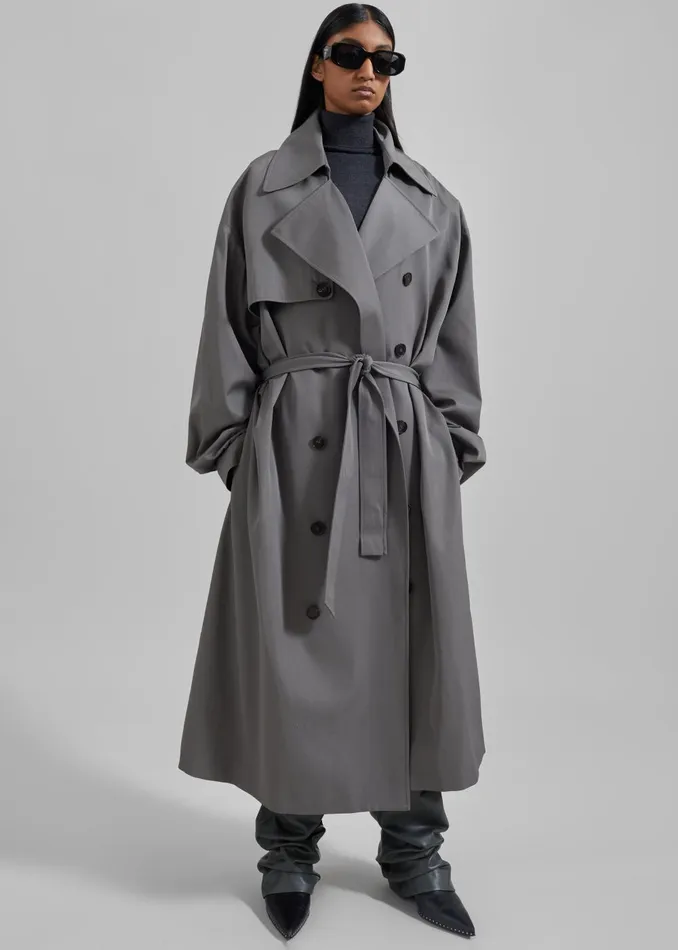 Women Mavis Oversized Trench 8211 Grey The Frankie Shop Outerwear