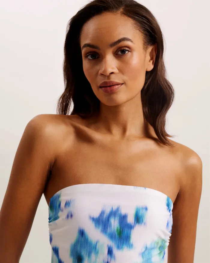 Women MAYIEE 8211 Printed Bandeau Low Back Swimsuit Ivory Ted Baker Swimwear and Beachwear