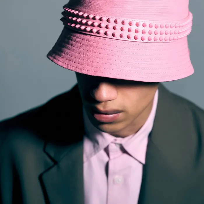 WomenMen Bobino Spikes Bucket Hat 8211 Cotton And Calf Leather 8211 Calipso Christian Louboutin Hats