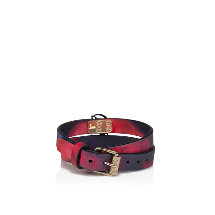 WomenMen CL Logo Double Bracelet 8211 Soft Roses Printed Calf Leather 8211 Multicolor Christian Louboutin Bracelets