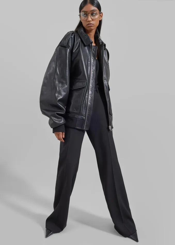 WomenMen Viper Leather Jacket 8211 Black The Frankie Shop Outerwear