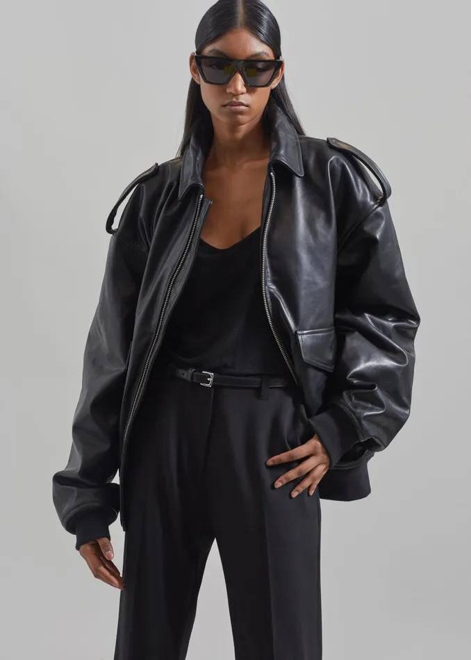 WomenMen Viper Leather Jacket 8211 Black The Frankie Shop Outerwear