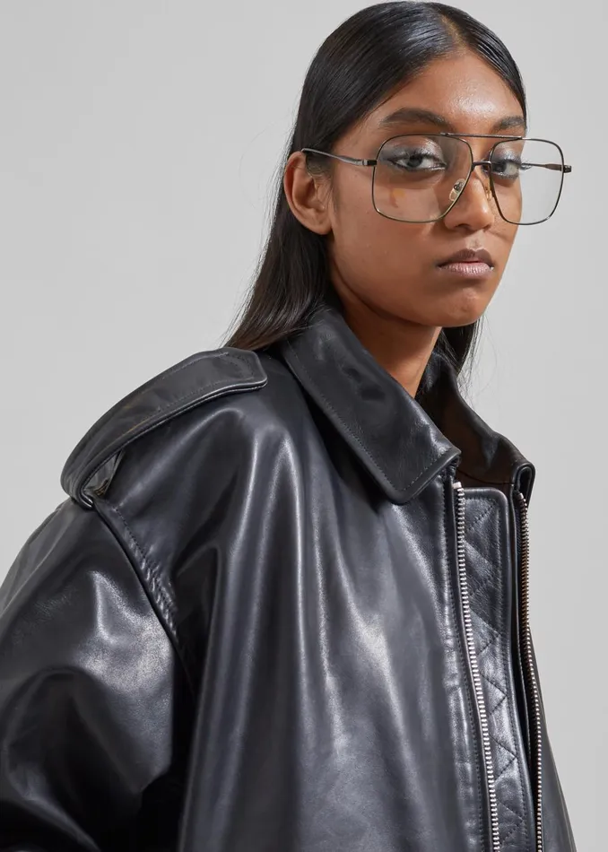 WomenMen Viper Leather Jacket 8211 Black The Frankie Shop Outerwear