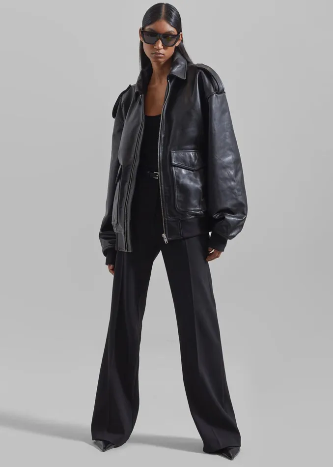 WomenMen Viper Leather Jacket 8211 Black The Frankie Shop Outerwear