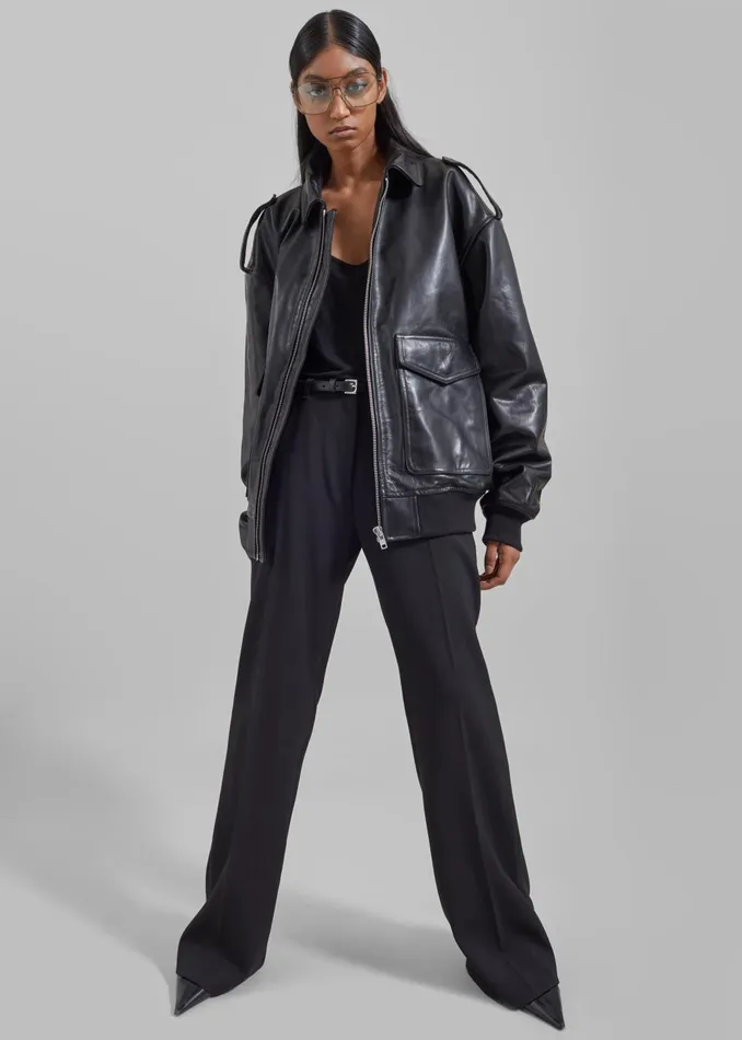 WomenMen Viper Leather Jacket 8211 Black The Frankie Shop Outerwear