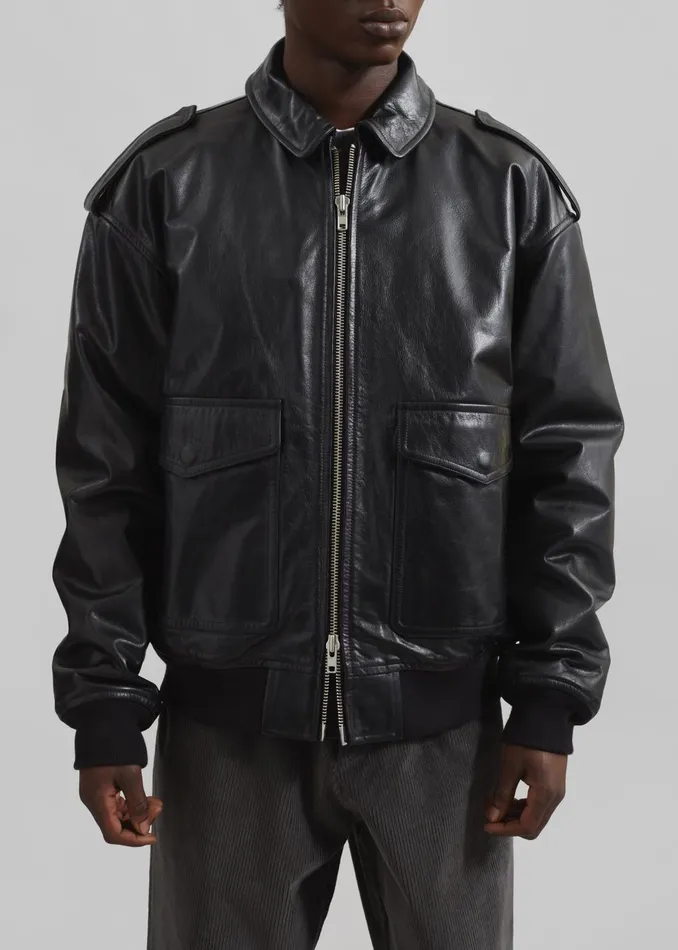 WomenMen Viper Leather Jacket 8211 Black The Frankie Shop Outerwear