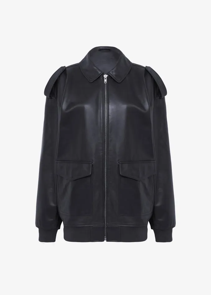 WomenMen Viper Leather Jacket 8211 Black The Frankie Shop Outerwear