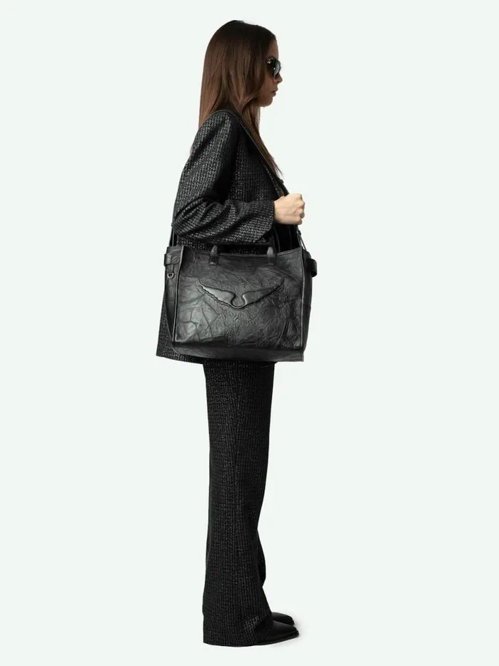 WomenMen Zadig and Voltaire Handbags Angel Tote Bag Black