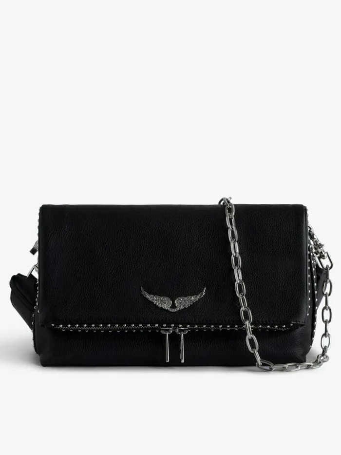 WomenMen Zadig and Voltaire Shoulder Bags Rocky Studs Bag Black