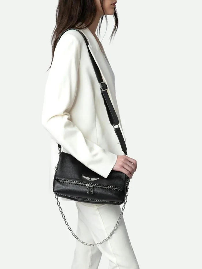WomenMen Zadig and Voltaire Shoulder Bags Rocky Studs Bag Black WomenMen Zadig and Voltaire Shoulder Bags Rocky Studs Bag Black