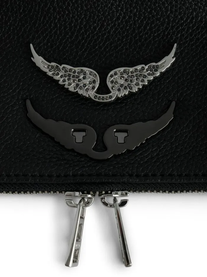 WomenMen Zadig and Voltaire Shoulder Bags Swing Your Wings Rocky Bag Noir Silver WomenMen Zadig and Voltaire Shoulder Bags Swing Your Wings Rocky Bag Noir Silver