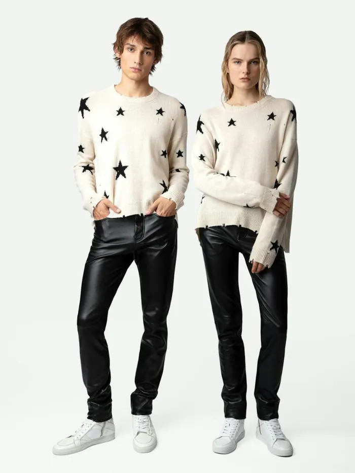 WomenMen Zadig and Voltaire Sweaters and Cardigans Markus Stars Cashmere Sweater Sugar