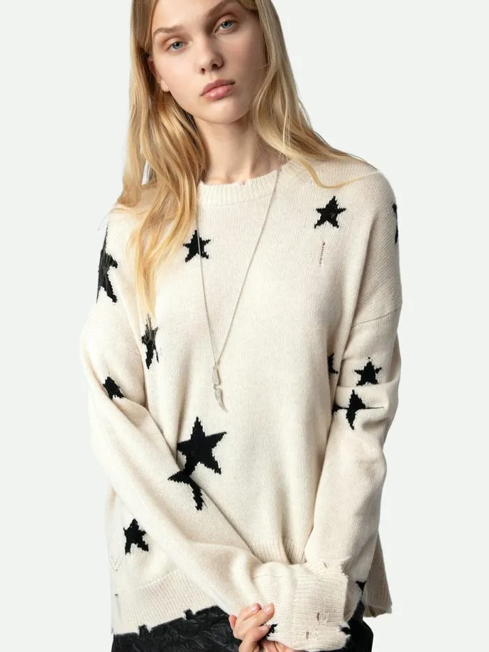 WomenMen Zadig and Voltaire Sweaters and Cardigans Markus Stars Cashmere Sweater Sugar WomenMen Zadig and Voltaire Sweaters and Cardigans Markus Stars Cashmere Sweater Sugar