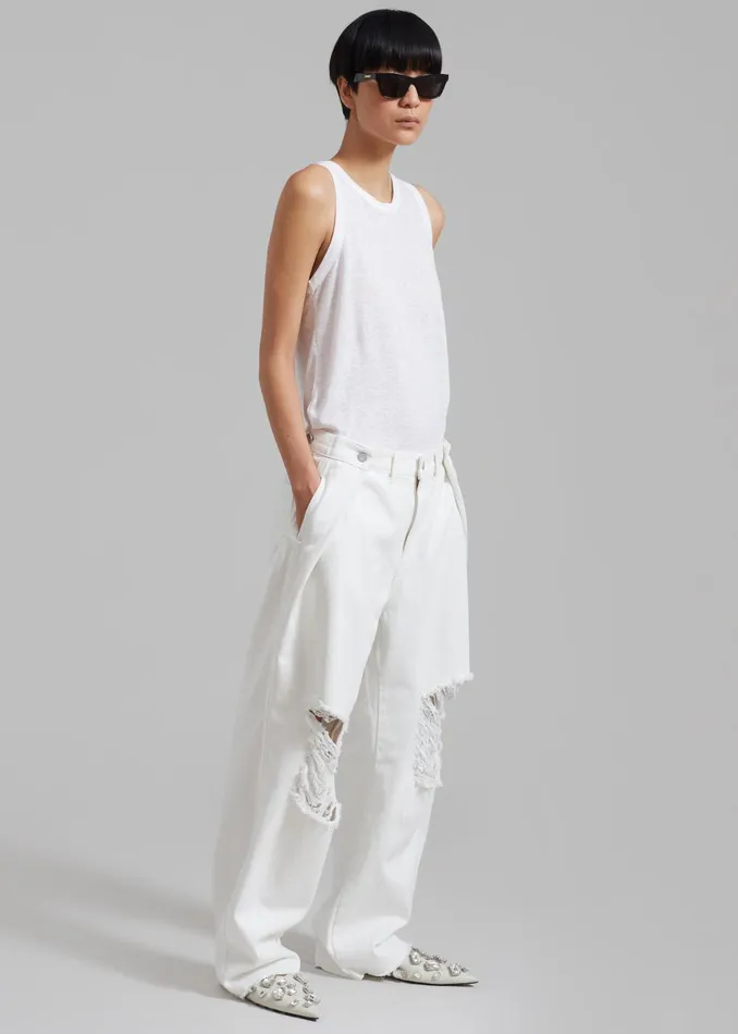 Women Mercer Ripped Jeans 8211 White The Frankie Shop Bottoms