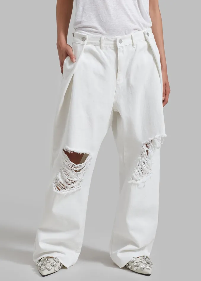 Women Mercer Ripped Jeans 8211 White The Frankie Shop Bottoms